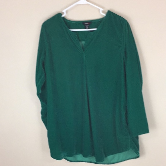 Intro Woman Green Velvet  Holiday Party Top  Tunic/ Dress Size  1X - Picture 1 of 15